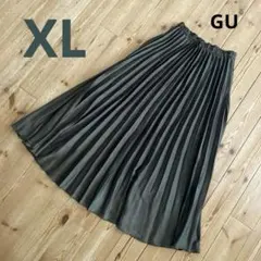 GU サテンプリーツマキシスカート ダークグリーン カーキ XLのサムネイル