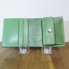 コンパクトウォレット2　グリーン　ヌメ革　本革