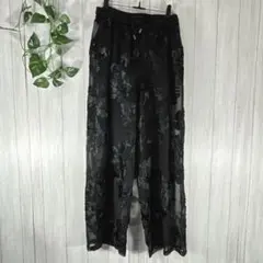 JUEMI 【F】 レイヤードレースパンツ 黒 花柄 透け感のサムネイル