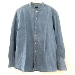 UNIQLO シャンブレースタンドカラーシャツ 長袖シャツ ライトブルー