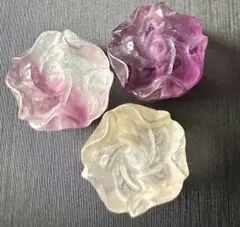 3個セット★フローライト 薔薇 パーツ★天然石 パワー パーツ 穴あき ブレス