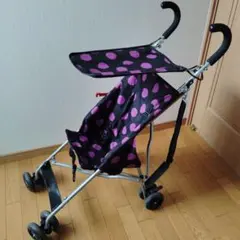 軽量 B型ベビーカー ドット柄 パープル 折りたたみのサムネイル