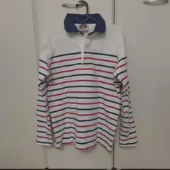 ストライプ長袖ポロシャツ