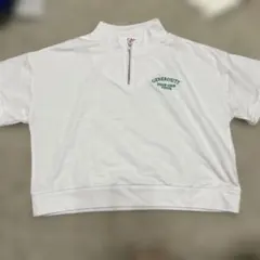 ピンクラテ　白　ハーフジップ　Tシャツ 150