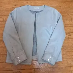 GLACIER ノーカラージャケット スエード風 Mサイズ ブルー