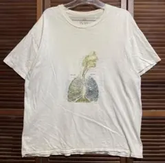 古着 医療 Tシャツ00s 人体解剖 呼吸器肺　解剖図　アナトミー　激レア90s