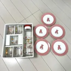 ミキハウス ドリンクセット クールポット＆グラスくま皿 5枚セット 新品未使用のサムネイル