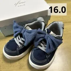 16.0 ifme CALIN 星ジャガードリボンスニーカー　ネイビー