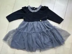 ベロアチュールスカートワンピース　プティマイン　美品　90