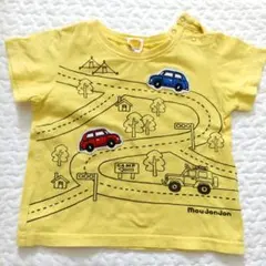 ムージョンジョン　イエロー　 車プリント Tシャツ 90のサムネイル
