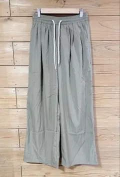 オリーブワイドパンツ ゴムウエストＬ