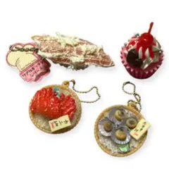 美品 食品サンプル系 ミニチュア キーホルダー 小物 4点セット