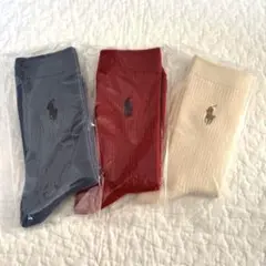 ポロラルフローレン　ポロロゴ刺繍入りソックス3足セット　正規店購入