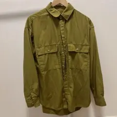 〔レイジブルー〕オリーブ色 Mサイズ ポケット付きシャツ