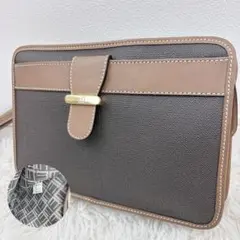 美品✨dunhill ダンヒル セカンドバッグ PVC×レザー ダークブラウン