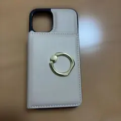 iPhone12mini用ケース リング付き、2面カードポケット付き。