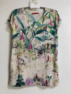 28【グラニフ】タンクトップ F 総柄 花柄デザイン カラフル 伸縮性 鮮やか