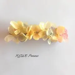 売切れ パステルお花と重ね紫陽花のバレッタ プリザーブドフラワー