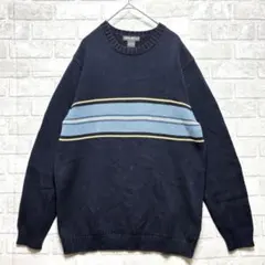 エディバウアー 長袖ニット S ネイビー アメカジ ゆるダボ ふるじょ 綿100