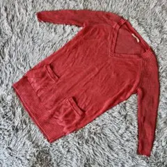 リネン✨〈ieri〉（M）赤のVネックニット