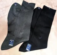 新品アクアスキュータム　リブ編みソックス 25cm グレー ブラック二点セット