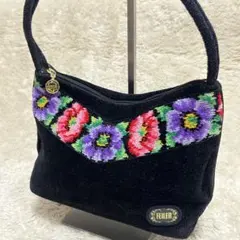 FEILER フェイラー　ハンドバッグ　ブラック　花柄