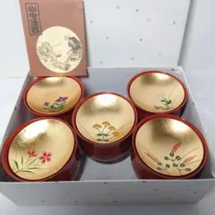 山中漆器 金沢金箔 小吸物椀 五草花 5客セット - メルカリ