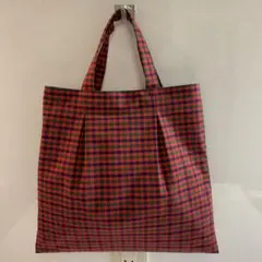 ハンドメイド　ファミリア風チェック　ふっくらバッグ