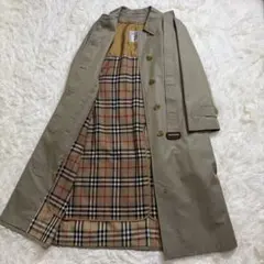 美品 80～90s バーバリー ステンカラーコート レディース 白タグ 玉虫XL