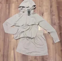 シアサッカー　フード付き　長袖　ハイウエストスカート　セットアップ　春夏　S