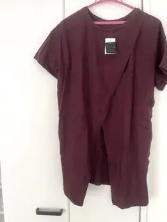 スプレイ＊新品フロントクロスデザイン 半袖Tシャツ ボルドー Mサイズのサムネイル
