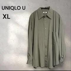 み*き様 UNIQLO U ストライプ長袖シャツ XL 緑 グリーン ユニセック