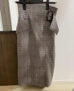 Apuweiser-riche チェック柄 タイトスカート ブラウン