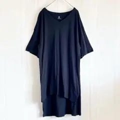 earth music&ecology Vネック 半袖カットソー　黒　ゆったり