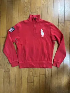 ポロ ラルフローレン ハーフジップ トレーナー レッド　ビッグポニー刺繍