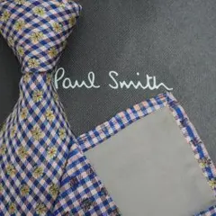 極美品　Paul Smith ポールスミス　ネクタイ　高級シルク　花柄　ブルー