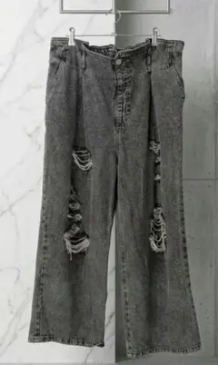 未使用　ダメージ　デニム　クラッシュ　デニムパンツ　Y2K 4L