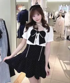 one way 半袖リボンアンサンブルワンピース Lサイズ