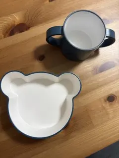 tak クマ型 ベビー・お子様用食器 コップ　スープ皿　お皿　ネイビー