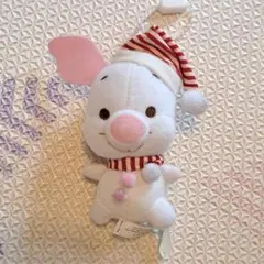 ホワイトピグレット　ぬいぐるみ　くまのプーさん　クリスマス　サンタクロース　白