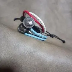 動物モチーフ編み込みレザーブレスレット２個セット 調整可能