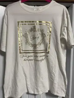 ホワイトゴールドプリントTシャツ