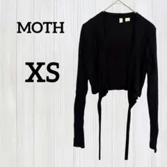 値下げ歓迎★MOTH【XS】ブラック カーディガン リブ編み ショート丈 古着