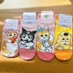 【新品４足セット】モフサンドコラボ　靴下　23〜25cm ピンク　黄色