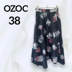 【美品】 OZOC オゾック ミモレ 花柄 ミディスカート ワールド 総柄