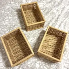 ◆無印良品　重なるブリ材バスケット　3個セット◆