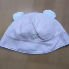 ミキハウス　ピンクの耳付きベビー帽子