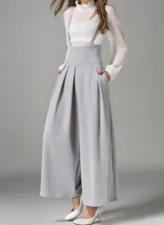 サロペット ワイド パンツ ボトムス レディース 楽ちん つなぎのサムネイル