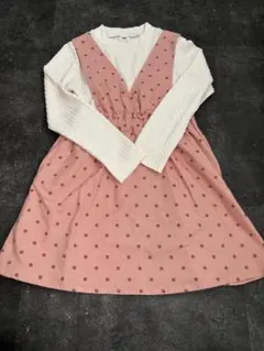 ピンク水玉ワンピース（カジュアル）