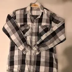 90sビンテージUSA製 FIVE BROTHERネルシャツ黒×灰×白L